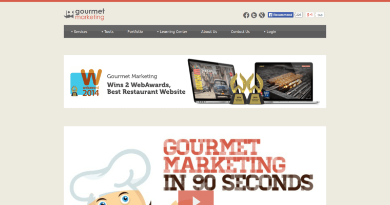 Home page of #11 Best Restaurant Web Design Company: Gourmet Marketing
