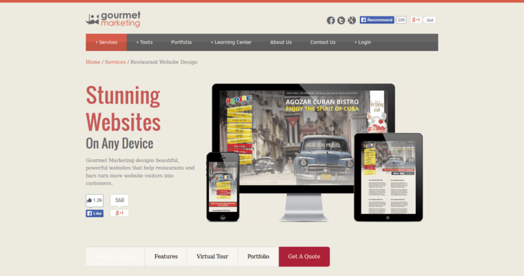 Service page of #11 Best Restaurant Web Design Business: Gourmet Marketing