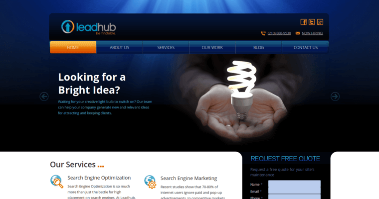 Home page of #10 Leading San Antonio Website Design Firm: Leadhub