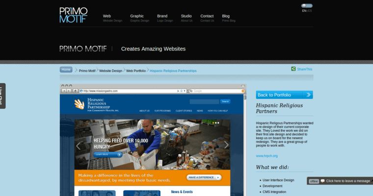 Folio page of #3 Best SA Website Design Agency: Primo Motif