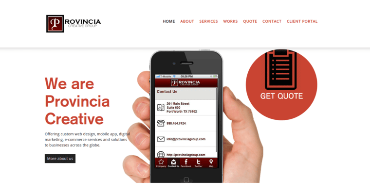 Home page of #8 Best SA Website Development Firm: Provincia