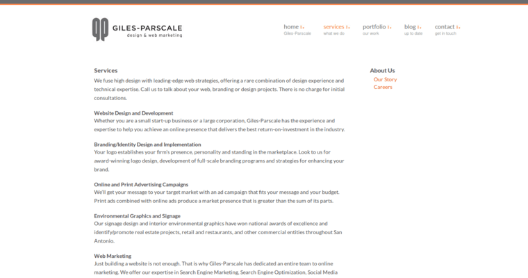 Service page of #1 Leading SA Web Development Company: Giles-Parscale