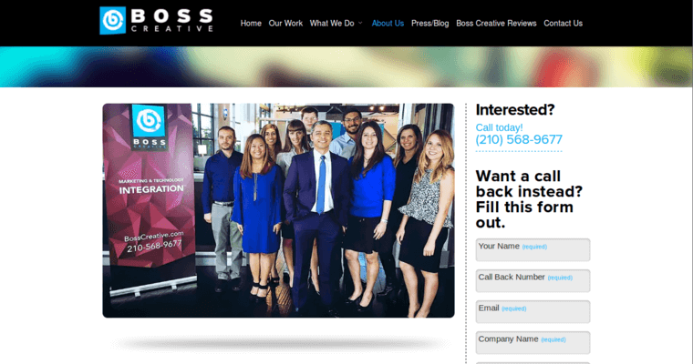About page of #9 Top San Antonio Website Design Firm: Boss Creative
