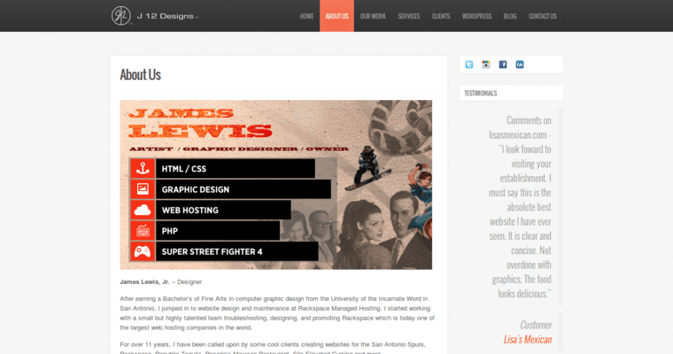 About page of #6 Best San Antonio Website Design Company: J12 Designs