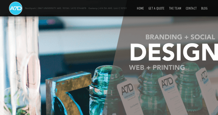 Home page of #4 Best San Diego Web Development Firm: A7D Graphic Design