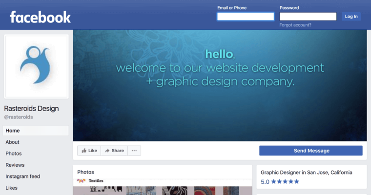 Facebook page of #4 Best San Jose Web Development Company: Rasteroids Design