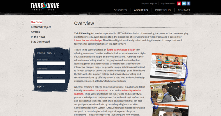 About page of #9 Leading School Firm: Third Wave Campus Tours