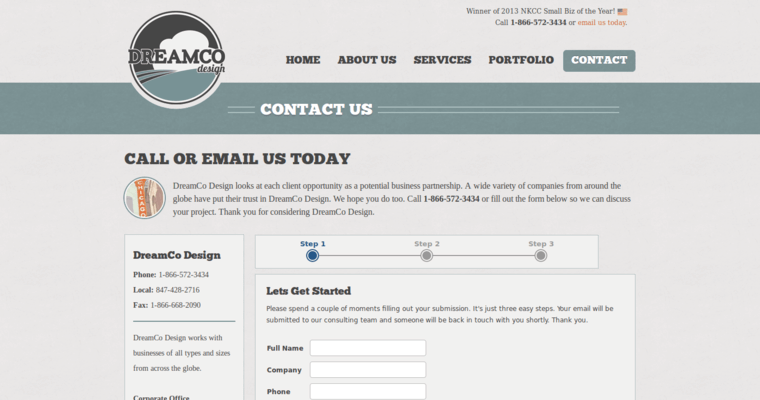 Contact page of #7 Leading School Business: DreamCo Design