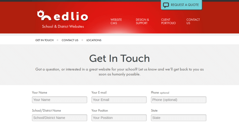 Contact page of #7 Leading School Business: Edlio