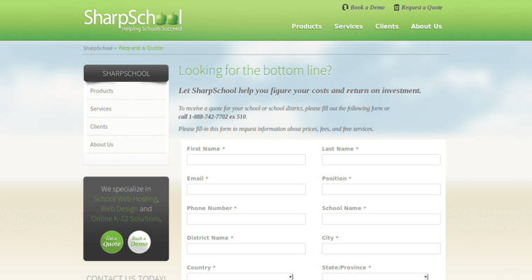 Quote page of #10 Leading School Agency: SharpSchool