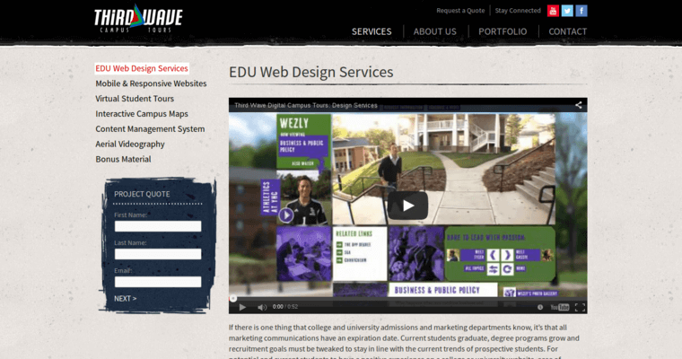 Service page of #10 Top School Firm: Third Wave Campus Tours