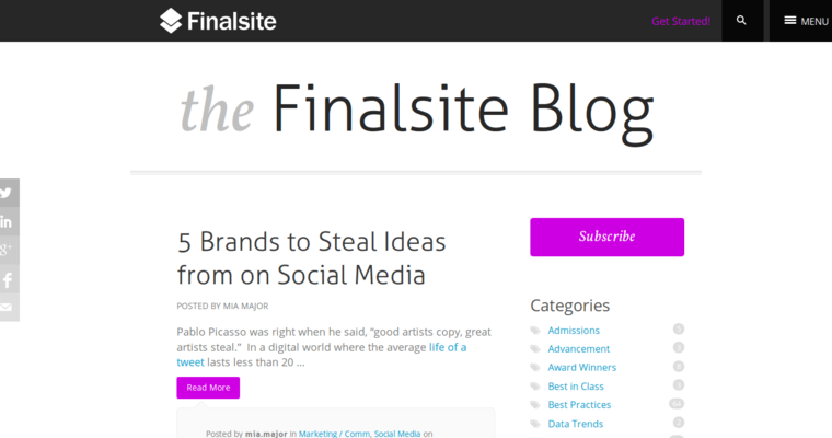 Blog page of #1 Top School Web Design Firm: Finalsite
