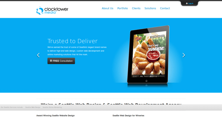 Home page of #3 Best Seattle Web Design Business: Clocktower Media