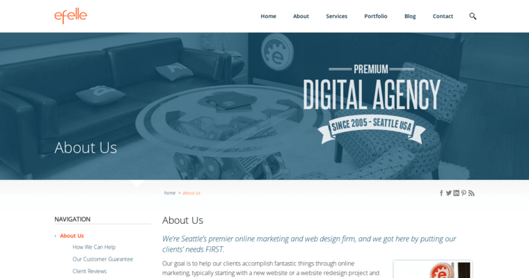About page of #4 Best Seattle Web Design Agency: Efelle Creative