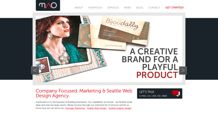 Home page of #5 Best Seattle Web Design Agency: maoStudios