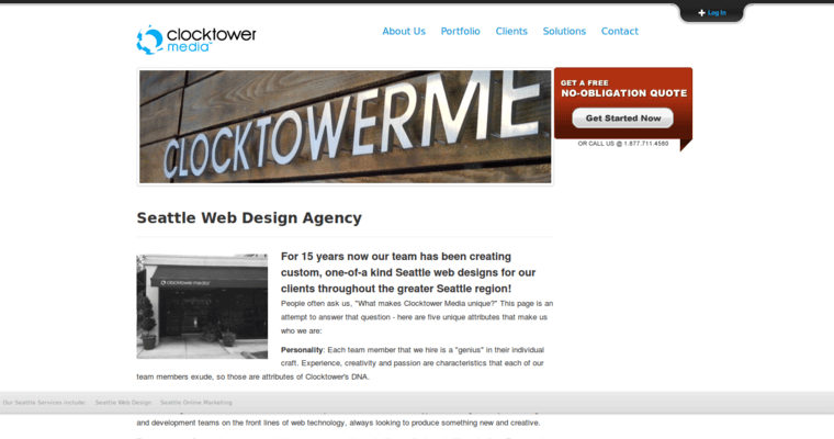 About page of #3 Best Seattle Web Development Firm: Clocktower Media
