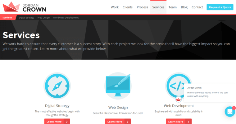 Service page of #8 Top Seattle Web Development Business: Jordan Crown