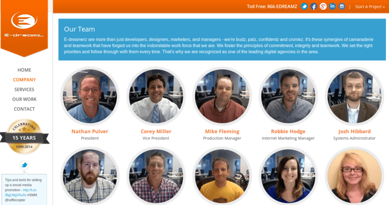 Team page of #10 Leading SEO Website Design Agency: E-Dreamz