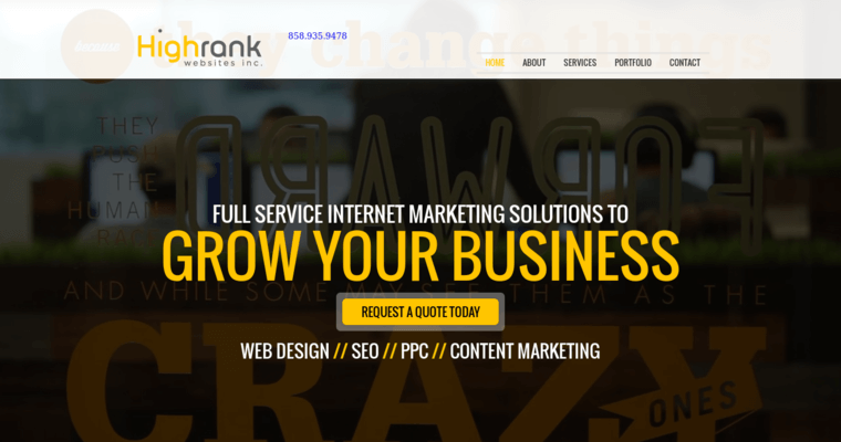Home page of #9 Leading SEO Website Development Firm: High Rank Websites