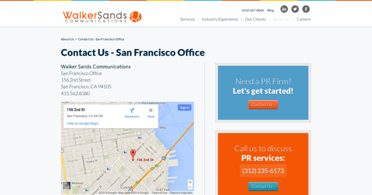 Contact page of #10 Leading SEO Website Development Company: Walker Sands