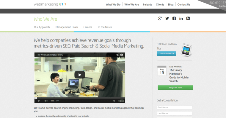 About page of #5 Best SEO Web Development Firm: Web Marketing 123