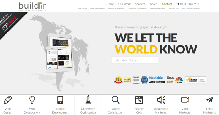 Home page of #8 Leading SEO Web Development Company: Buildrr