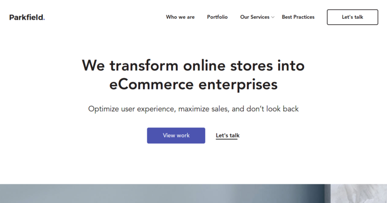Home page of #3 Best SEO Web Development Firm: Parkfield Commerce