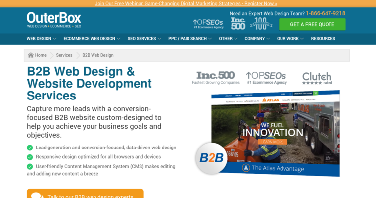 Development page of #6 Best SEO Website Design Company: OuterBox