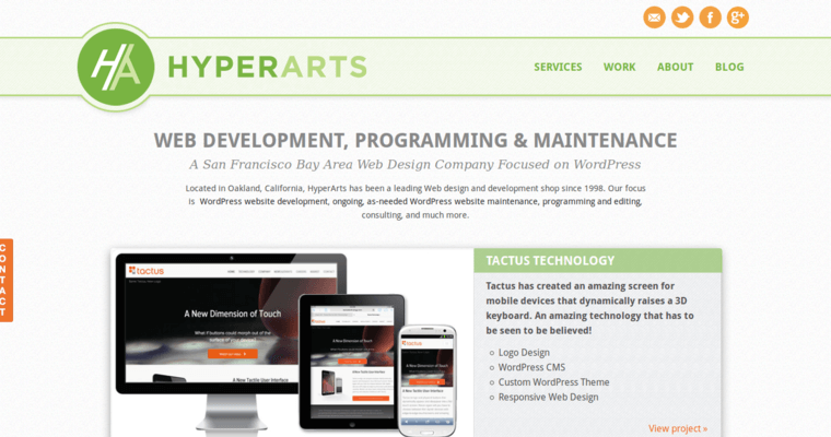 Home page of #7 Top SF Web Design Firm: HyperArts