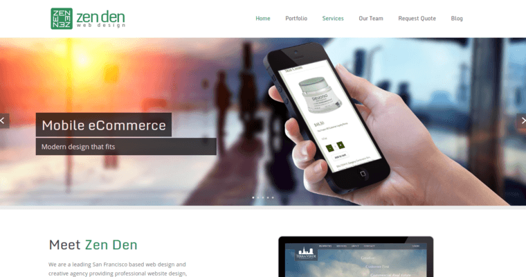 Home page of #2 Top San Francisco Website Development Business: Zen Den
