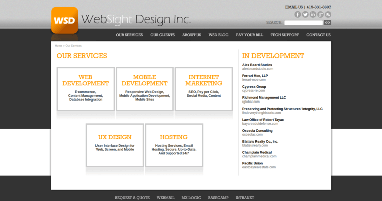 Service page of #2 Leading San Francisco Web Design Company: WebSight Design