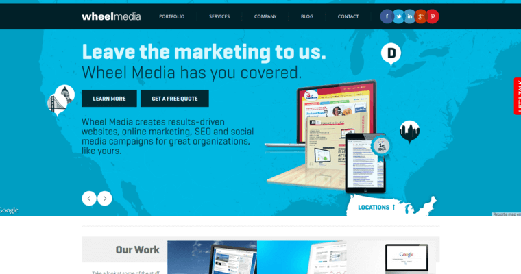Home page of #4 Leading SF Website Design Firm: Wheel Media