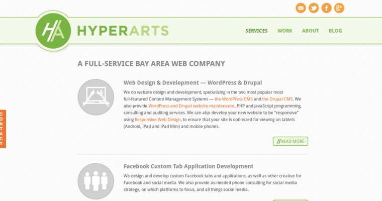 Service page of #6 Leading SF Web Design Business: HyperArts