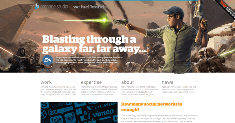 Home page of #10 Leading San Francisco Web Design Firm: Propane Studio