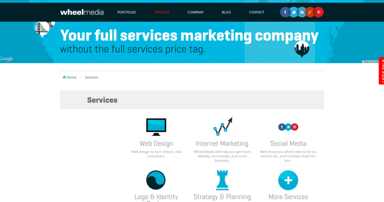 Service page of #8 Best SF Web Development Business: Wheel Media