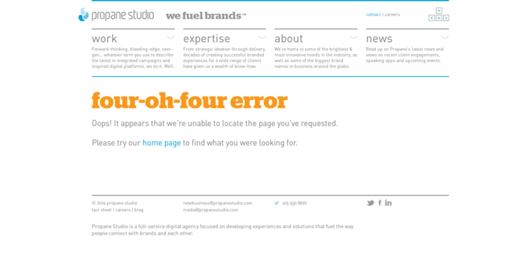 Contact page of #9 Top San Francisco Website Design Firm: Propane Studio