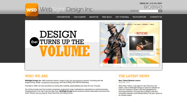 Home page of #5 Leading Bay Area Website Design Business: WebSight Design