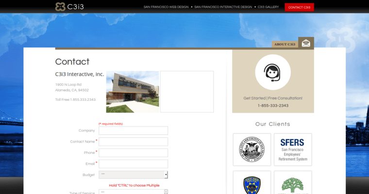 Contact page of #10 Best San Francisco Web Development Agency: C3i3