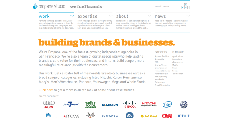 Work page of #9 Leading SF Website Design Business: Propane Studio