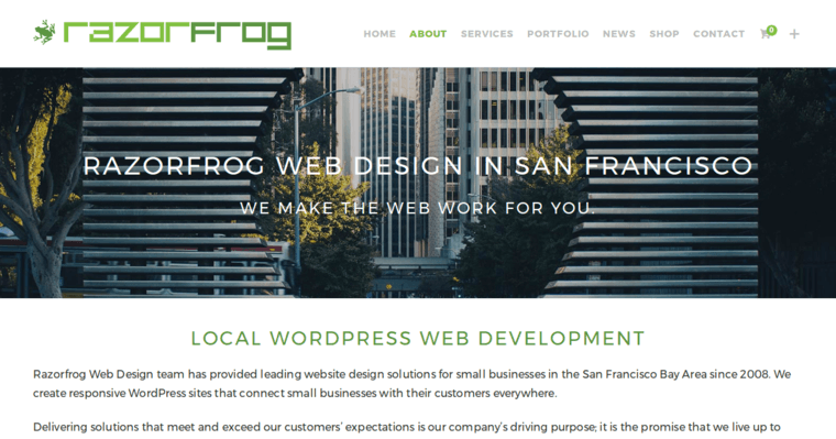 About page of #8 Top SF Website Design Agency: Razorfrog