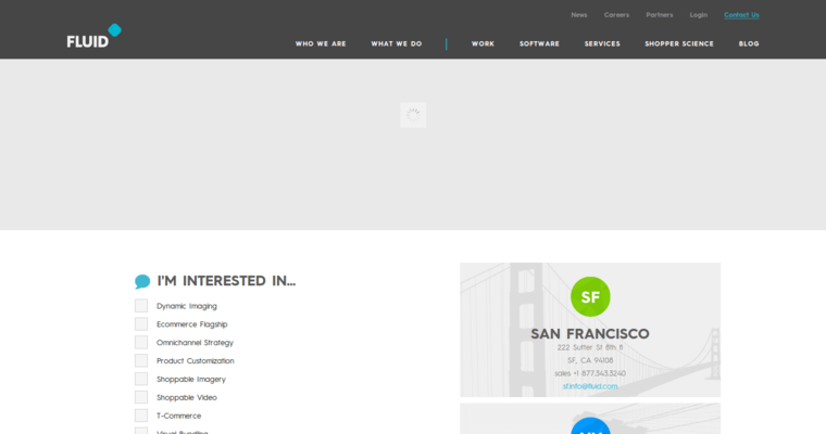 Contact page of #4 Best SF Web Design Business: Fluid