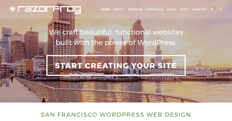 Home page of #8 Top SF Website Design Firm: Razorfrog