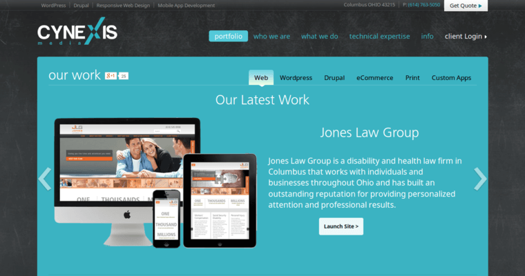 Folio page of #5 Top Small Business Web Design Agency: Cynexis
