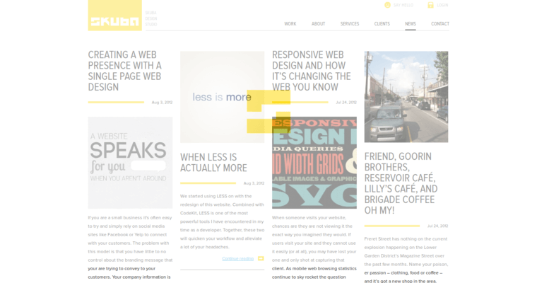 News page of #3 Best Small Business Web Design Business: Skuba Design