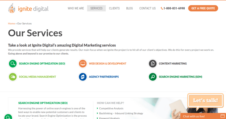 Service page of #5 Leading Small Business Website Development Agency: Ignite Digital