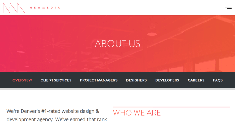 About page of #9 Leading Small Business Website Design Firm: New Media