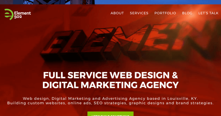 Home page of #10 Best Small Business Website Design Agency: Element 502