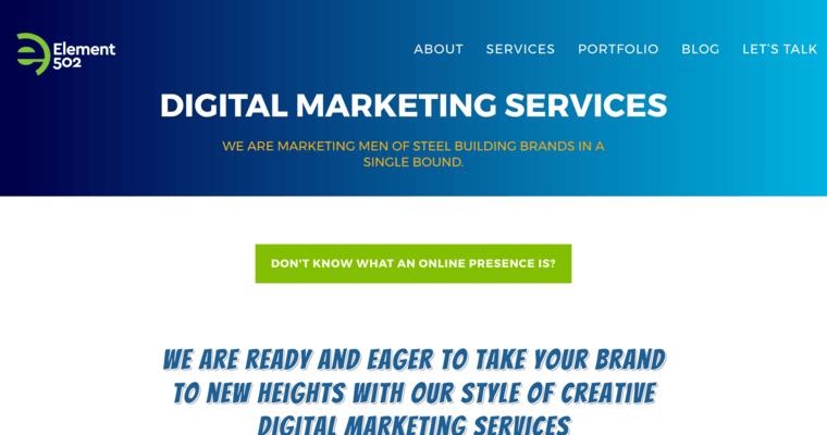 Service page of #10 Best Small Business Website Design Business: Element 502