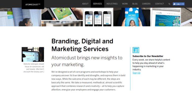 Service page of #10 Top St. Louis Web Development Firm: Atomicdust