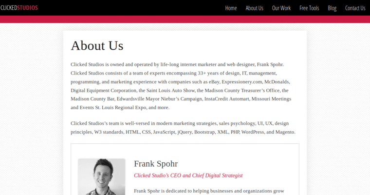 About page of #2 Top St. Louis Web Design Company: Clicked Studios